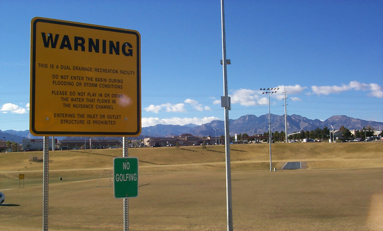 lakes detention basin sign