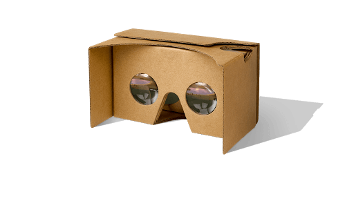 A Google cardboard headset.